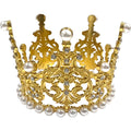 3" Gold Rhinestones Crown with Pearls