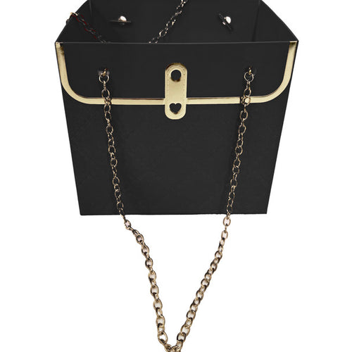 Gold Chain Floral Purse Black
