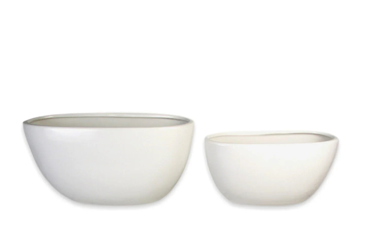 White Ceramic Oval Planters