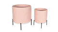 Ceramic Matte Pink Cylinder Pot Stands