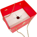 Gold Chain Floral Purse Red