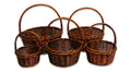 Stained  Heavy Willow Round Baskets Set Of 5